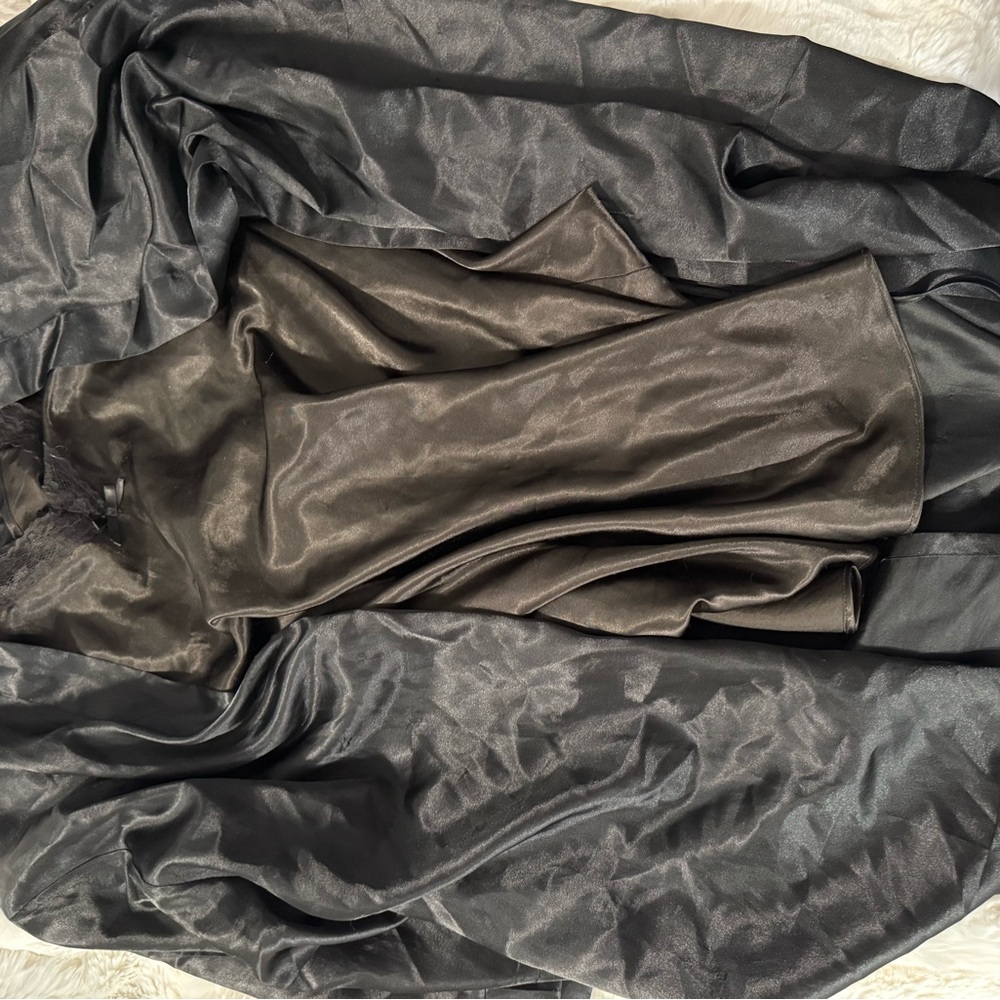 Elegant Black Satin Fabric Nighty and robe